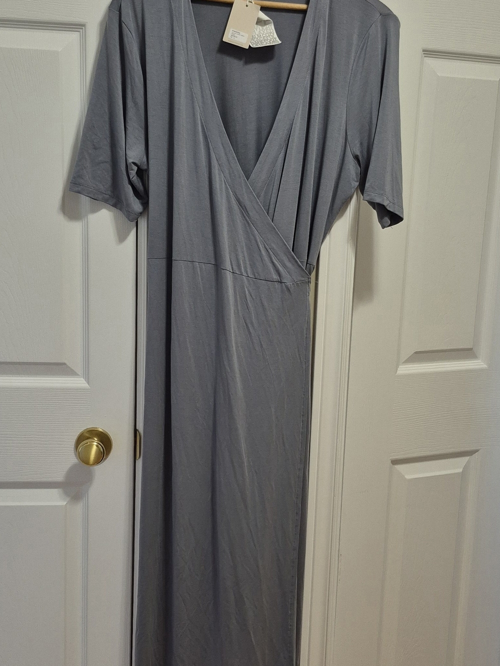 Barefoot Dreams Light Blue/grey Wrap Maxi Dress
